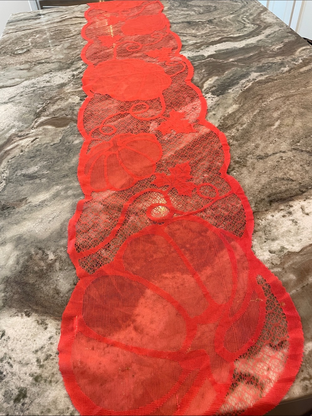 Red Pumpkin Lace Table Runner - Unbranded